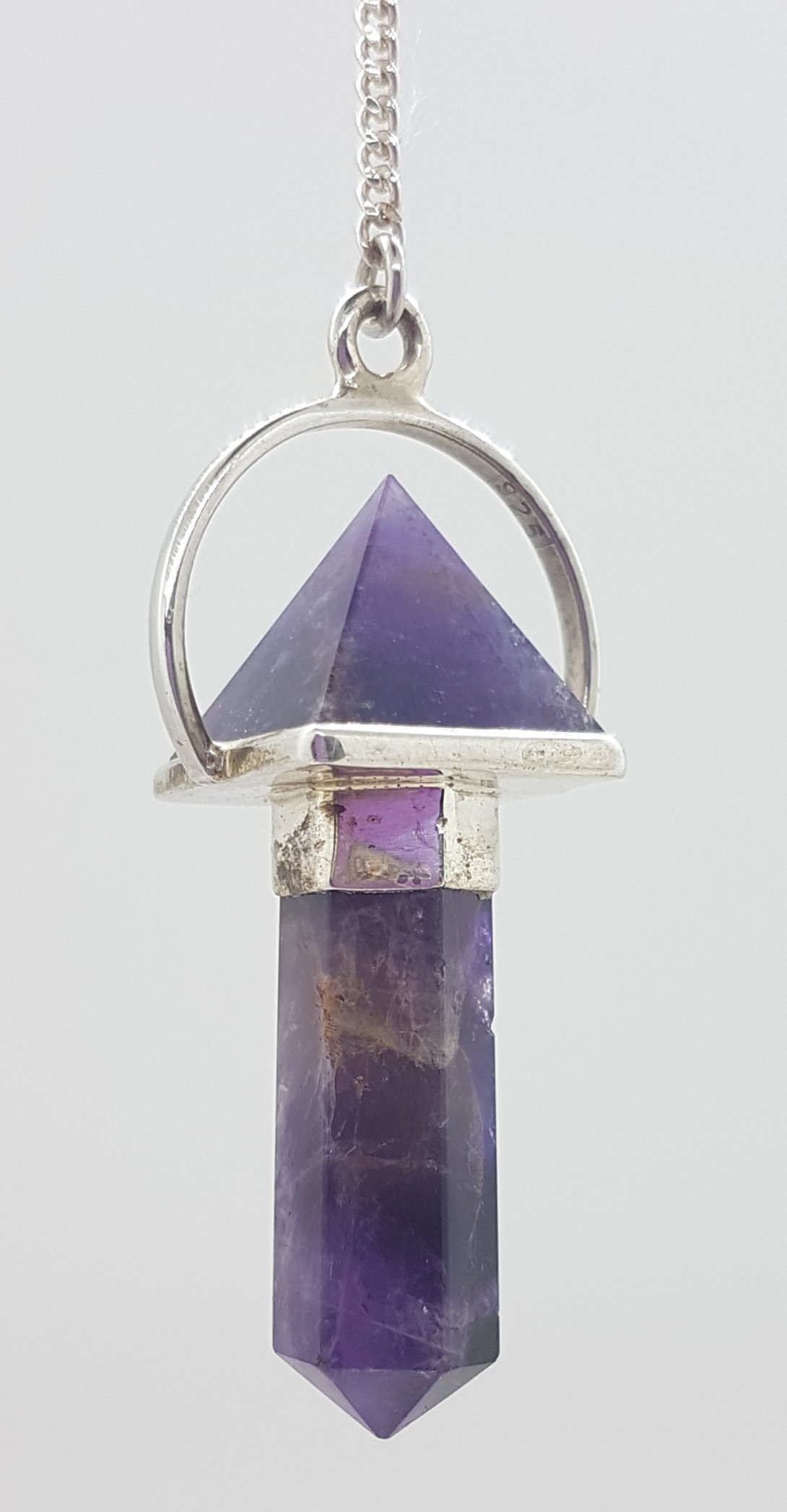 Amethyst Point and Pyramid Silver Set Pendulum #2