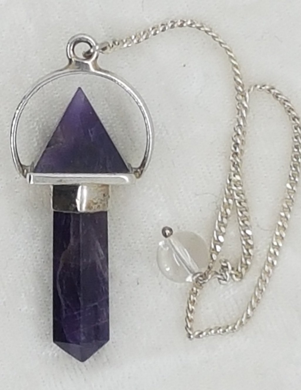 Amethyst Point and Pyramid Silver Set Pendulum #2