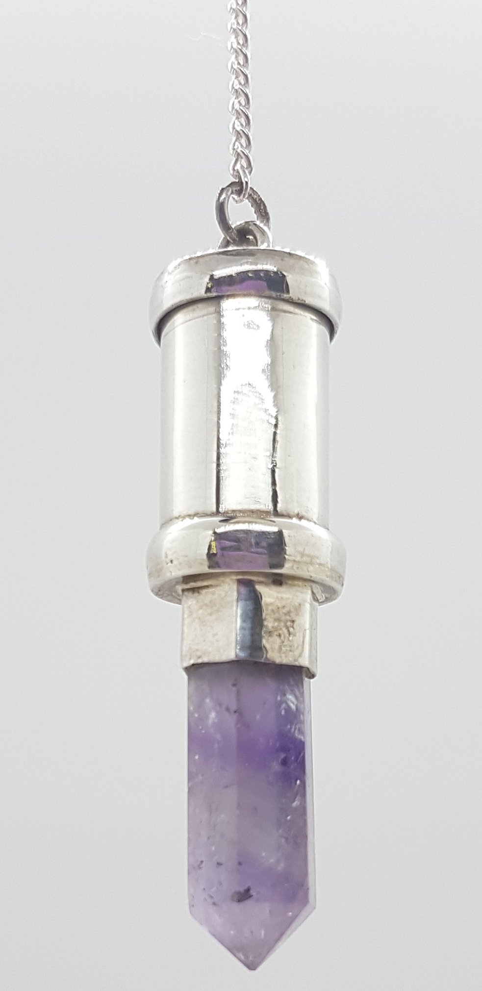 Amethyst Pendulum with Secret Chamber- sterling silver