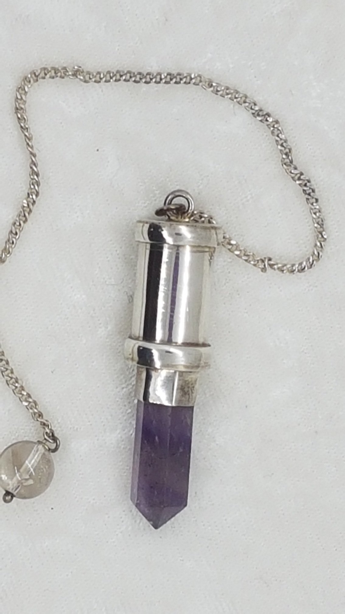 Amethyst Pendulum with Secret Chamber- sterling silver