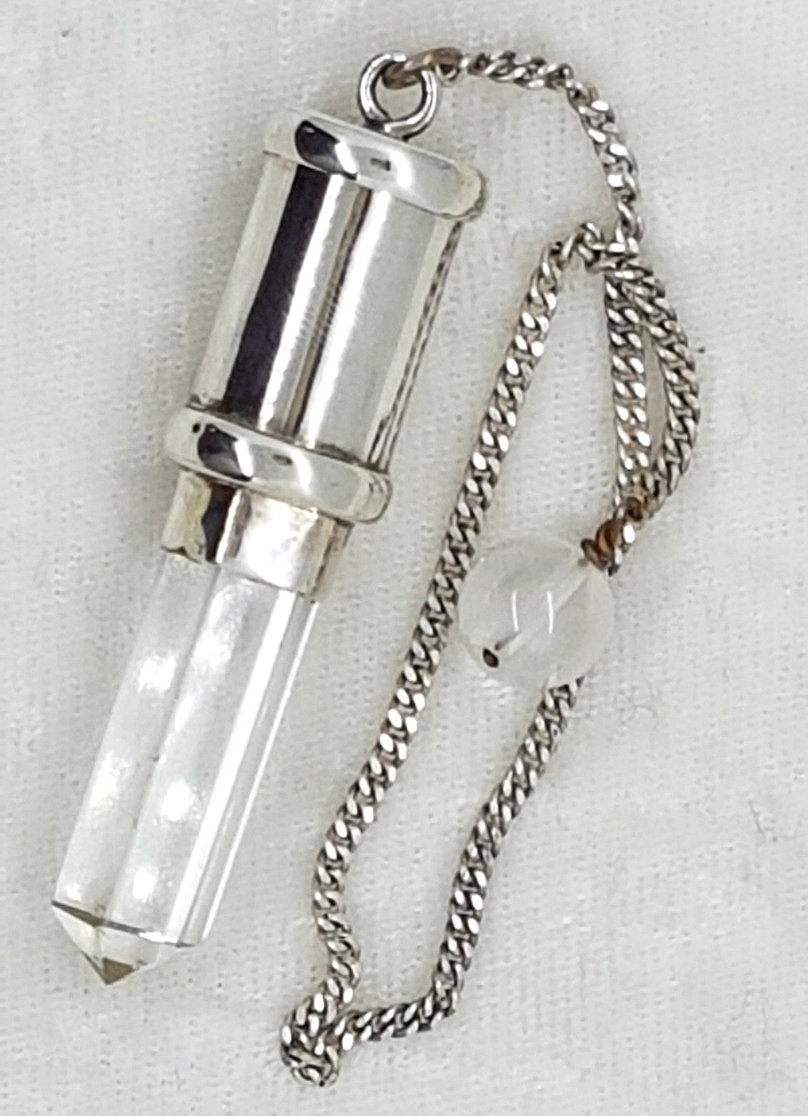 Clear Quartz Pendulum with Secret Chamber- sterling silver