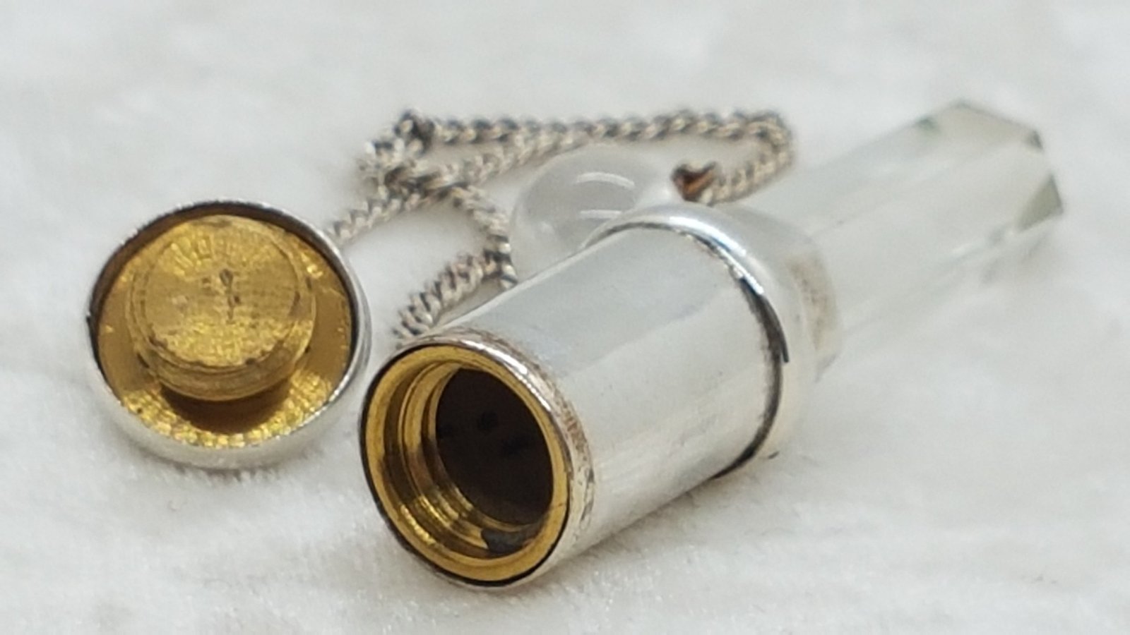 Clear Quartz Pendulum with Secret Chamber- sterling silver