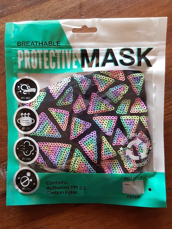 Bling face mask - pastel multi coloured sequins