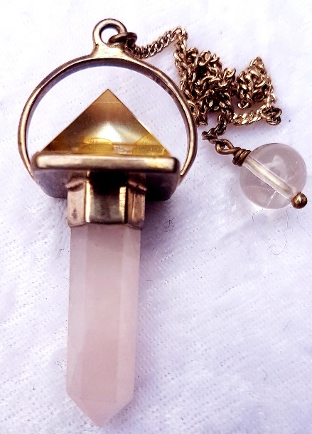 Rose Quartz with Clear Quartz Pyramid Sterling Silver Pendulum